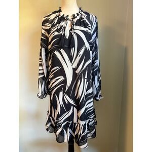Luxology Black White boho whimsi resort dainty y2k flowy Dress Large cottage